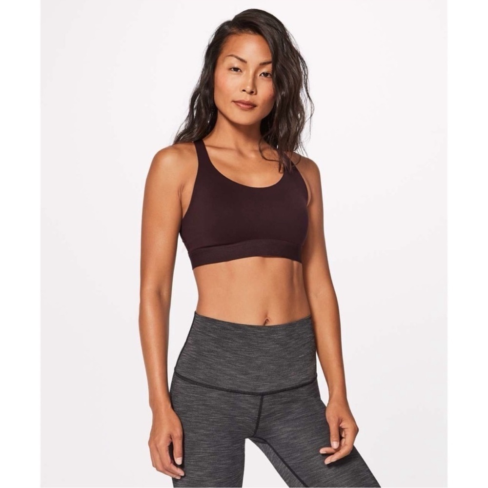 Lululemon Fresh In Mesh Sports Bra Pelt Brown Activewear size 10